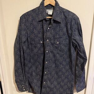 Wrangler Navy Paisley Pearl Snap Shirt